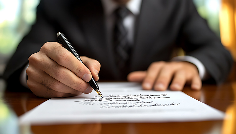 Person writing paperwork